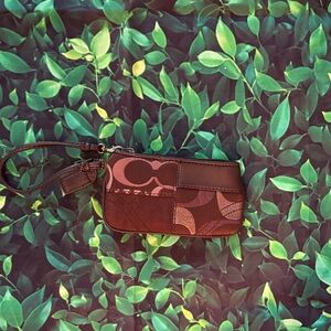 Coach Signature Brown Wristlet